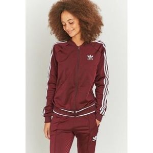 Maroon Adidas Original 3 Stripe Track Jacket